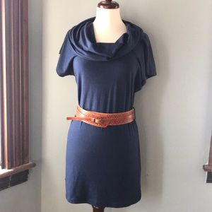 Navy blue cowl neck tunic/dress